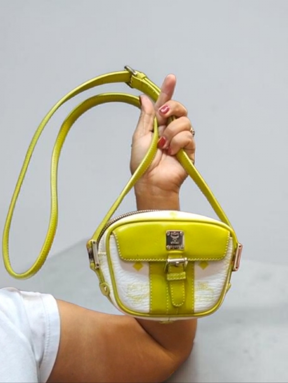 MCM Lime Green Mini Crossbody Bag